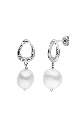 Amalfi Pearl Earrings Silver