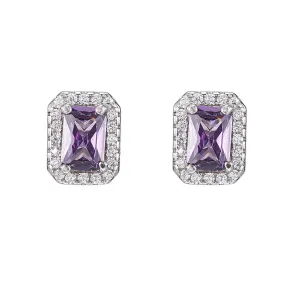 Amethyst and CZ Stud Earrings