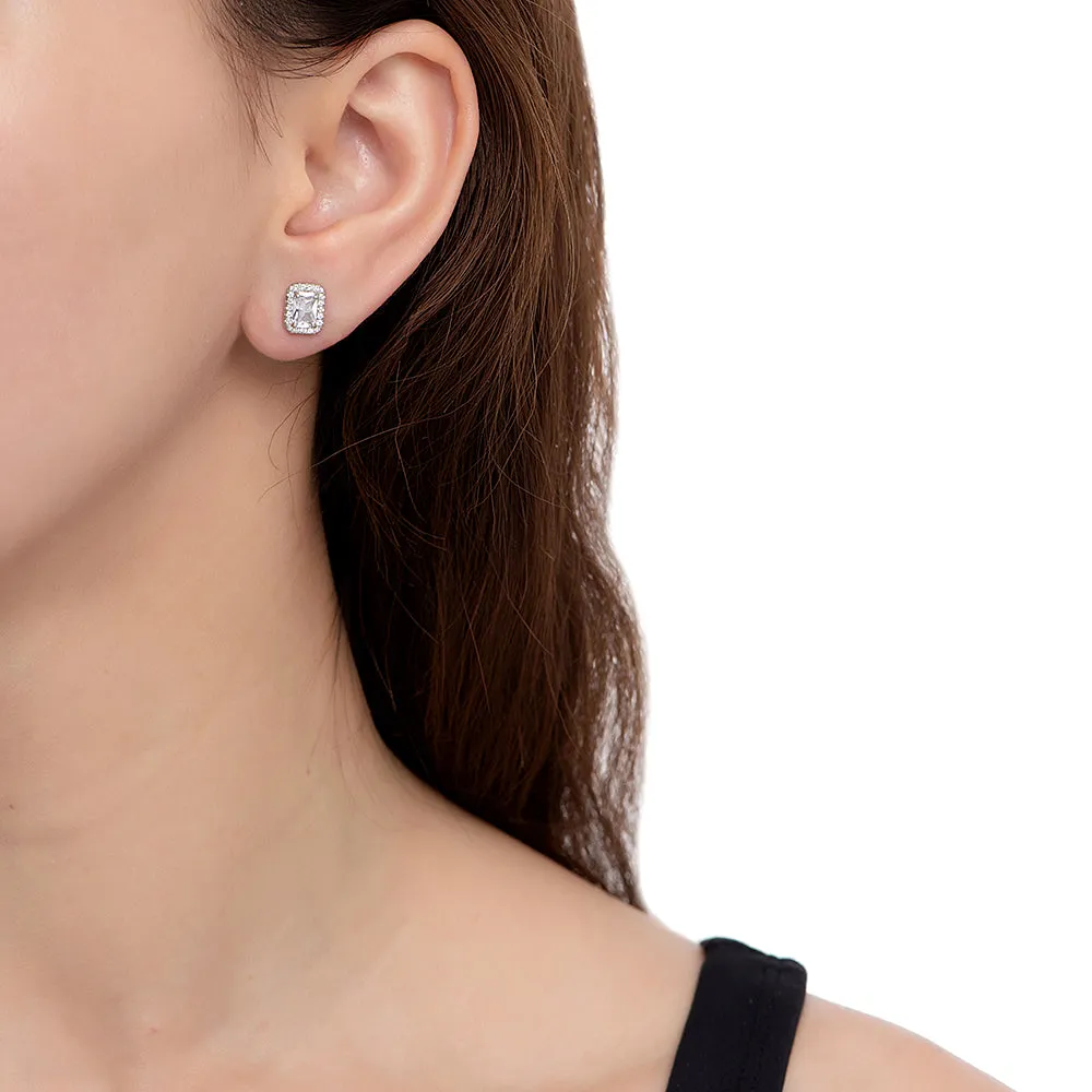 Amethyst and CZ Stud Earrings