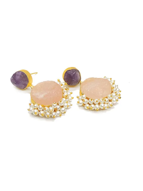 Amethyst and Rose quartz earrings