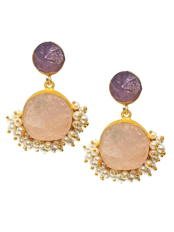 Amethyst and Rose quartz earrings