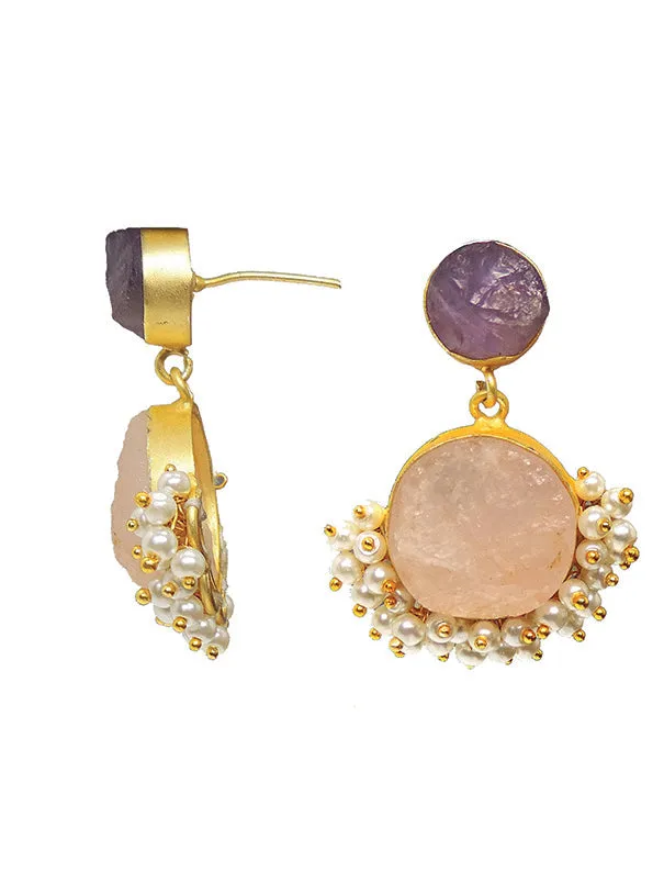 Amethyst and Rose quartz earrings