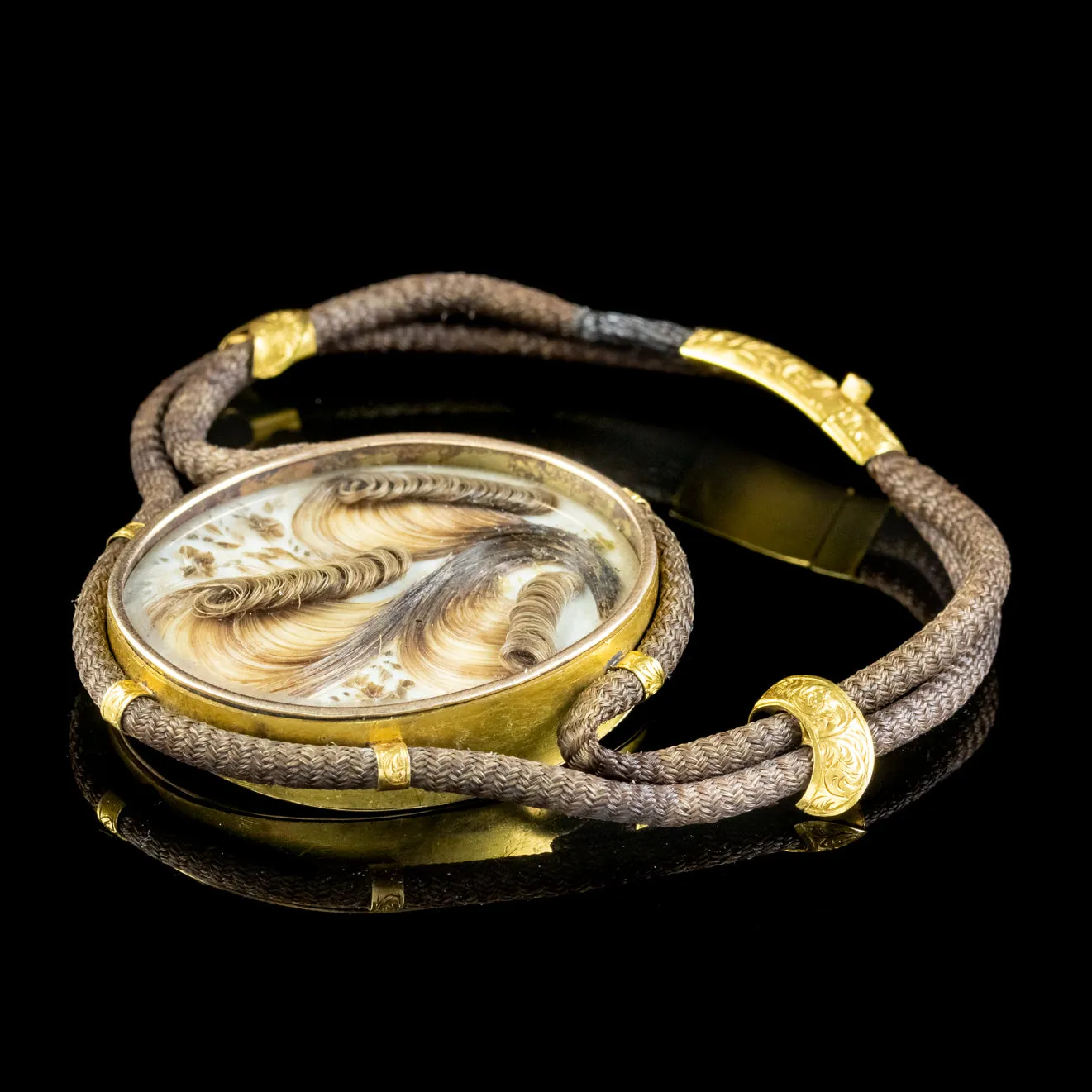 Antique Georgian Mourning Hair Locket Bracelet 18ct Gold Circa 1820