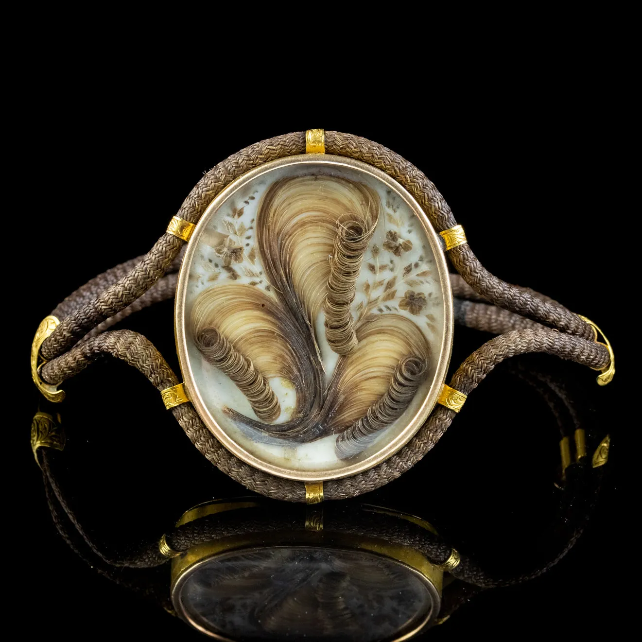 Antique Georgian Mourning Hair Locket Bracelet 18ct Gold Circa 1820