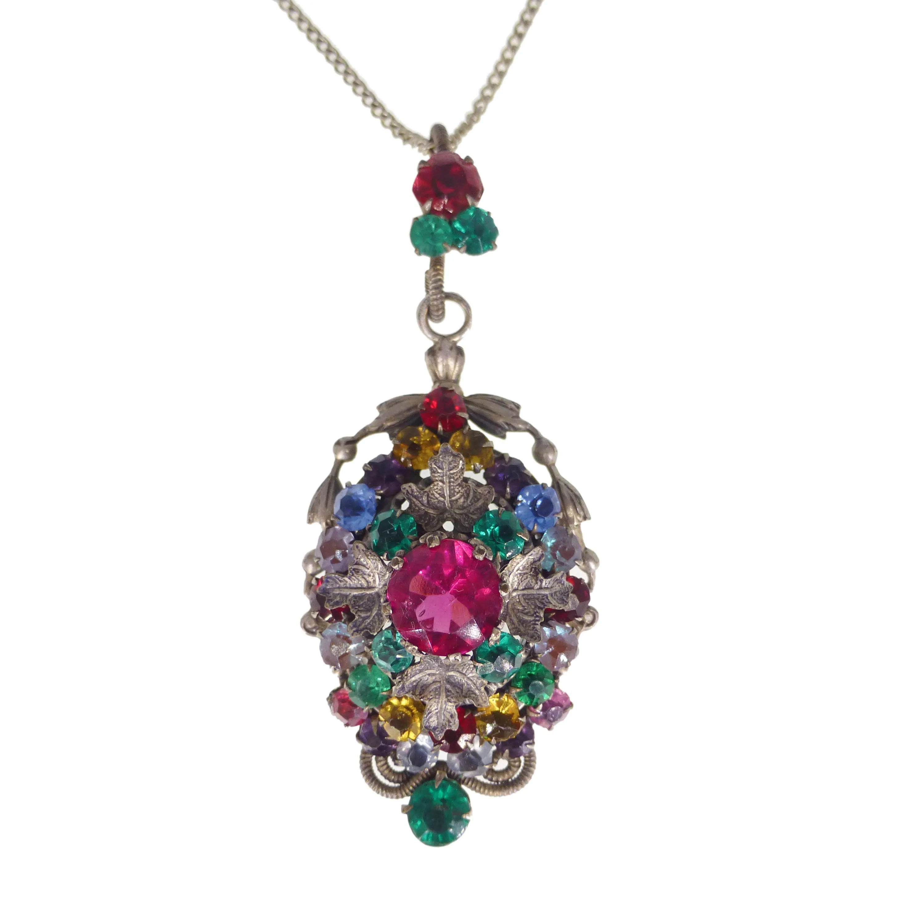 Antique Saphiret & Rainbow Paste Floral Locket