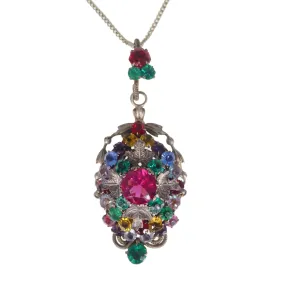 Antique Saphiret & Rainbow Paste Floral Locket
