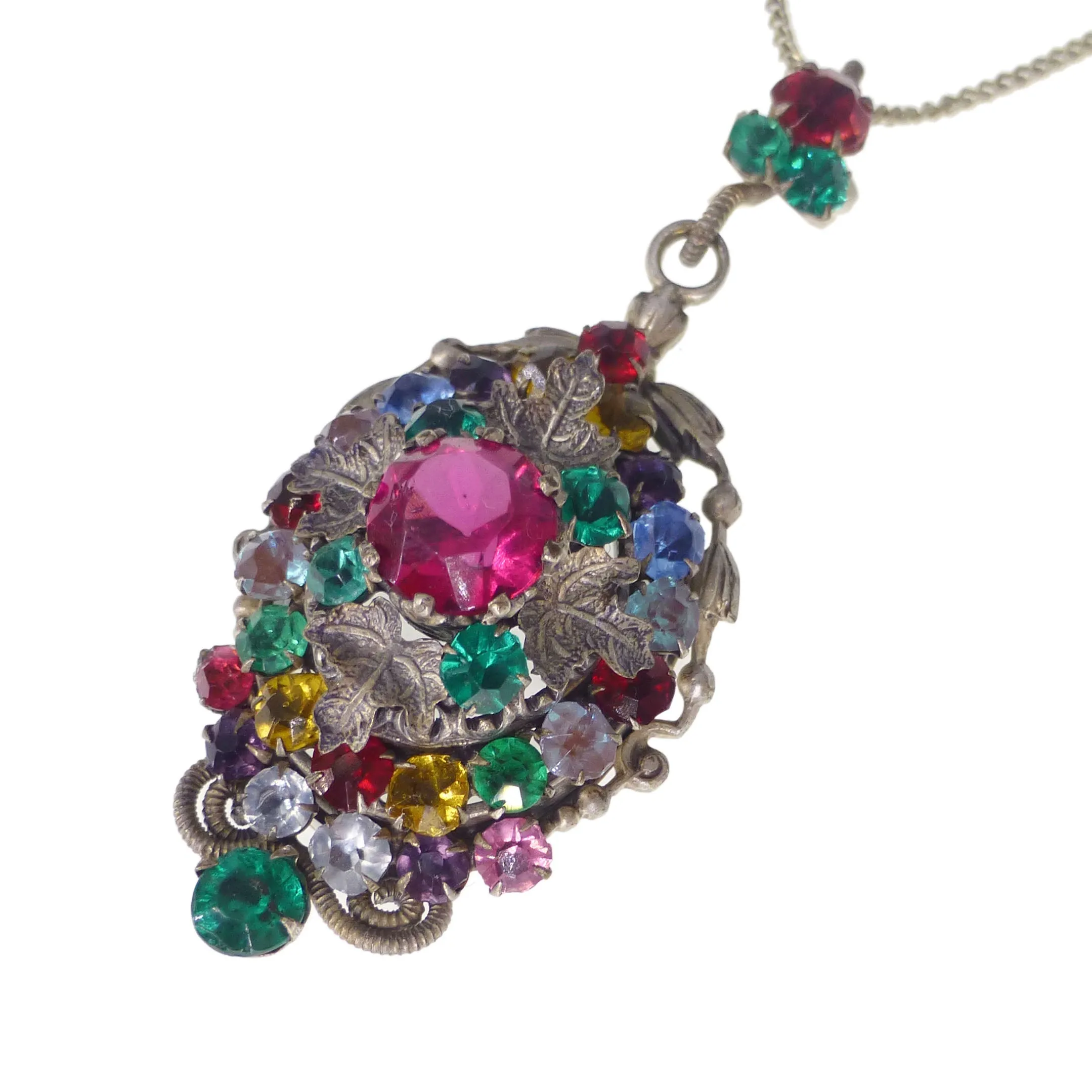 Antique Saphiret & Rainbow Paste Floral Locket