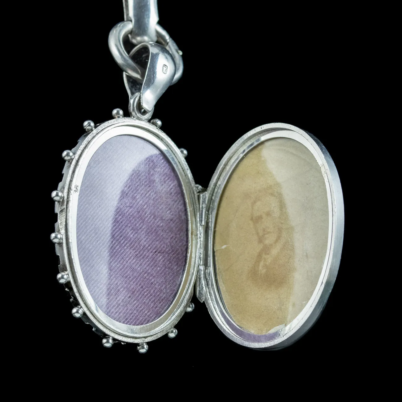 Antique Victorian Locket And Collar Sterling Silver Dated 1881