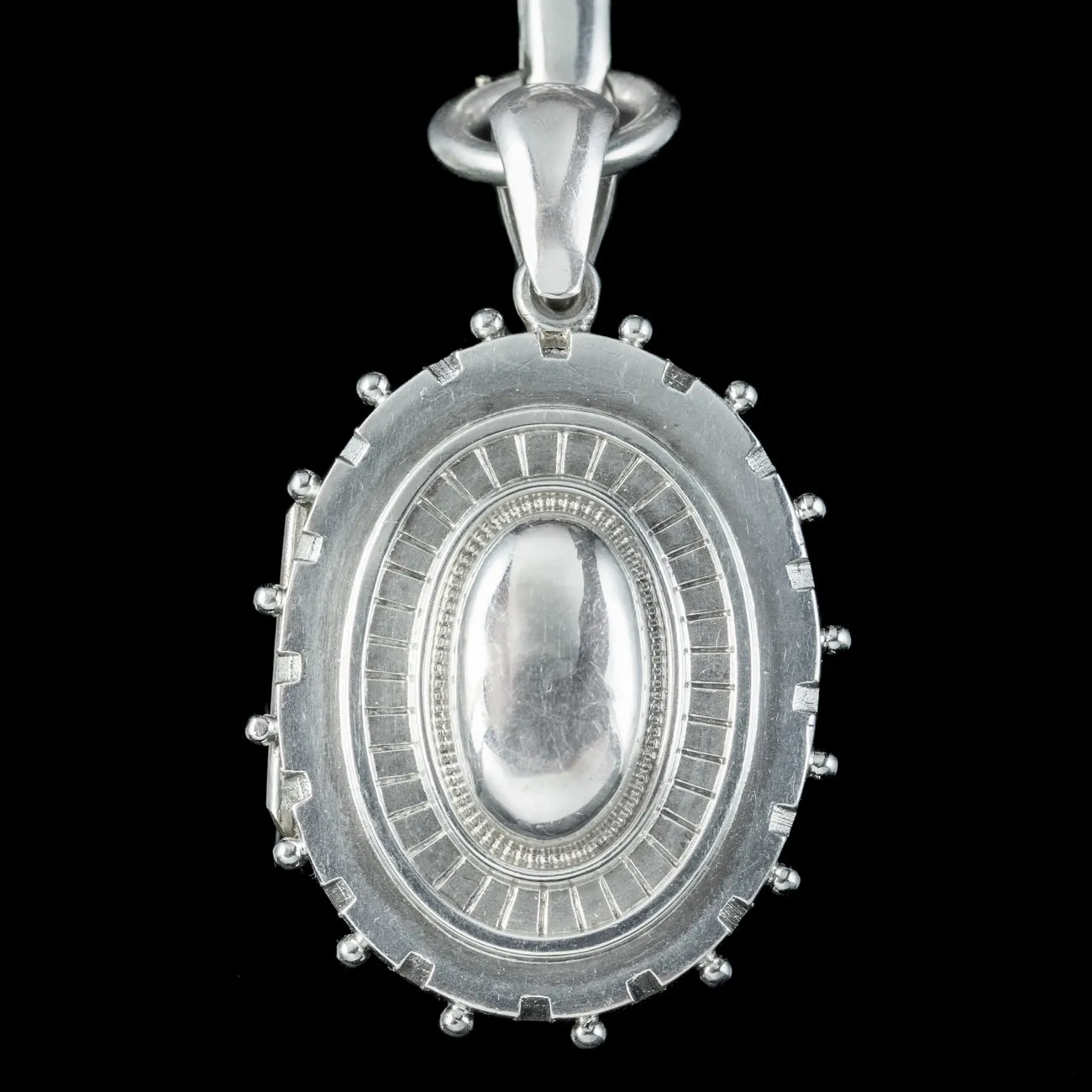 Antique Victorian Locket And Collar Sterling Silver Dated 1881