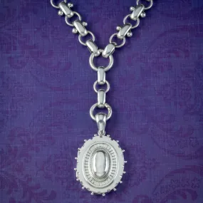 Antique Victorian Locket And Collar Sterling Silver Dated 1881