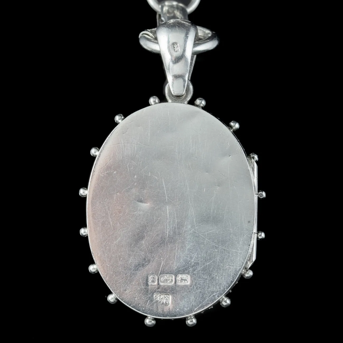Antique Victorian Locket And Collar Sterling Silver Dated 1881