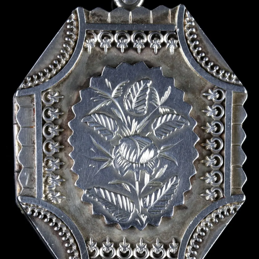 Antique Victorian Silver Locket Dated 1877