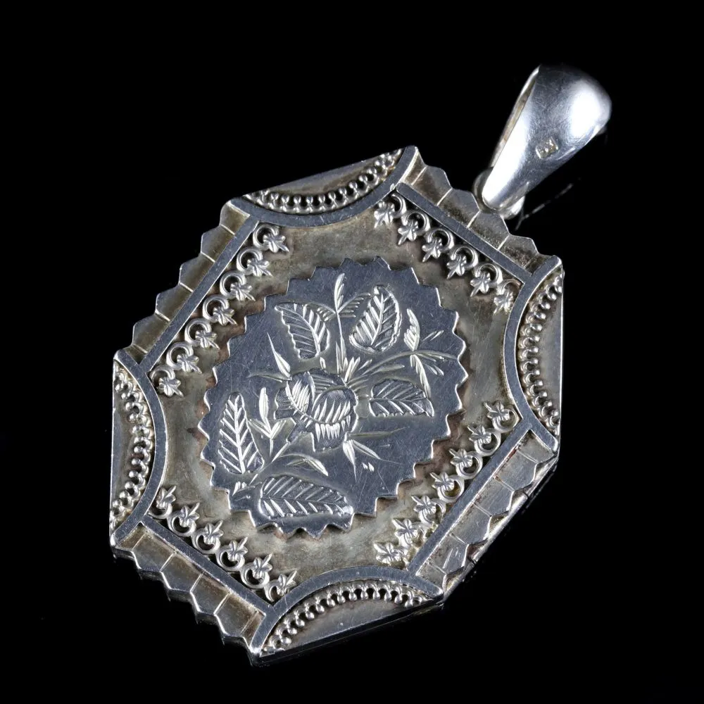 Antique Victorian Silver Locket Dated 1877
