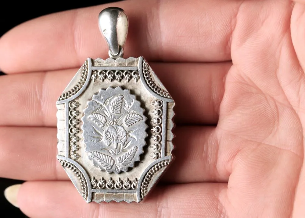 Antique Victorian Silver Locket Dated 1877