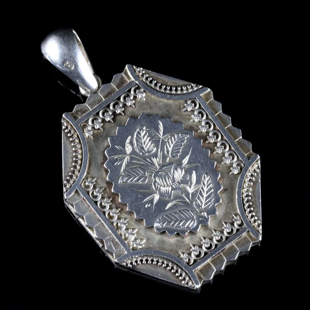 Antique Victorian Silver Locket Dated 1877