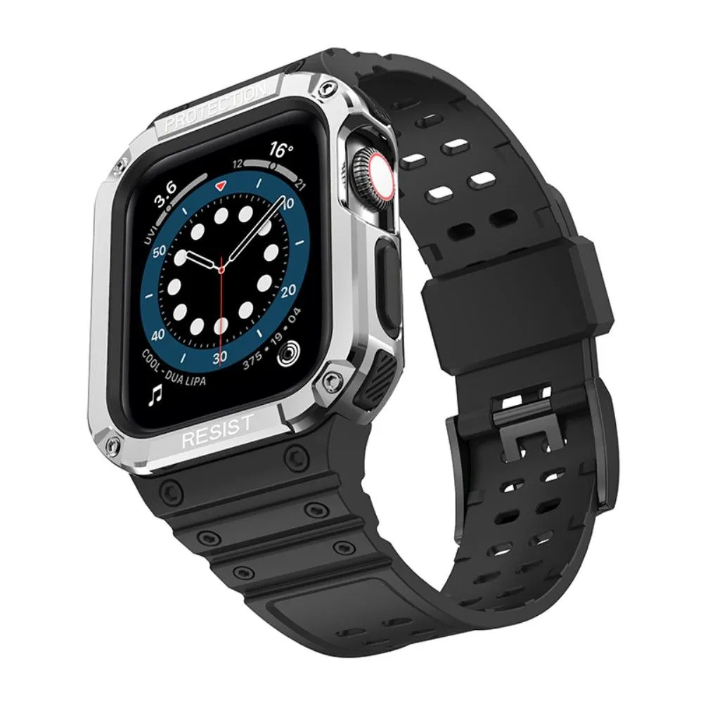Apple Watch (41mm) contrast color TPU watch strap - Black / Silver
