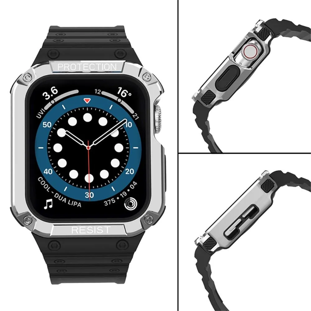 Apple Watch (41mm) contrast color TPU watch strap - Black / Silver