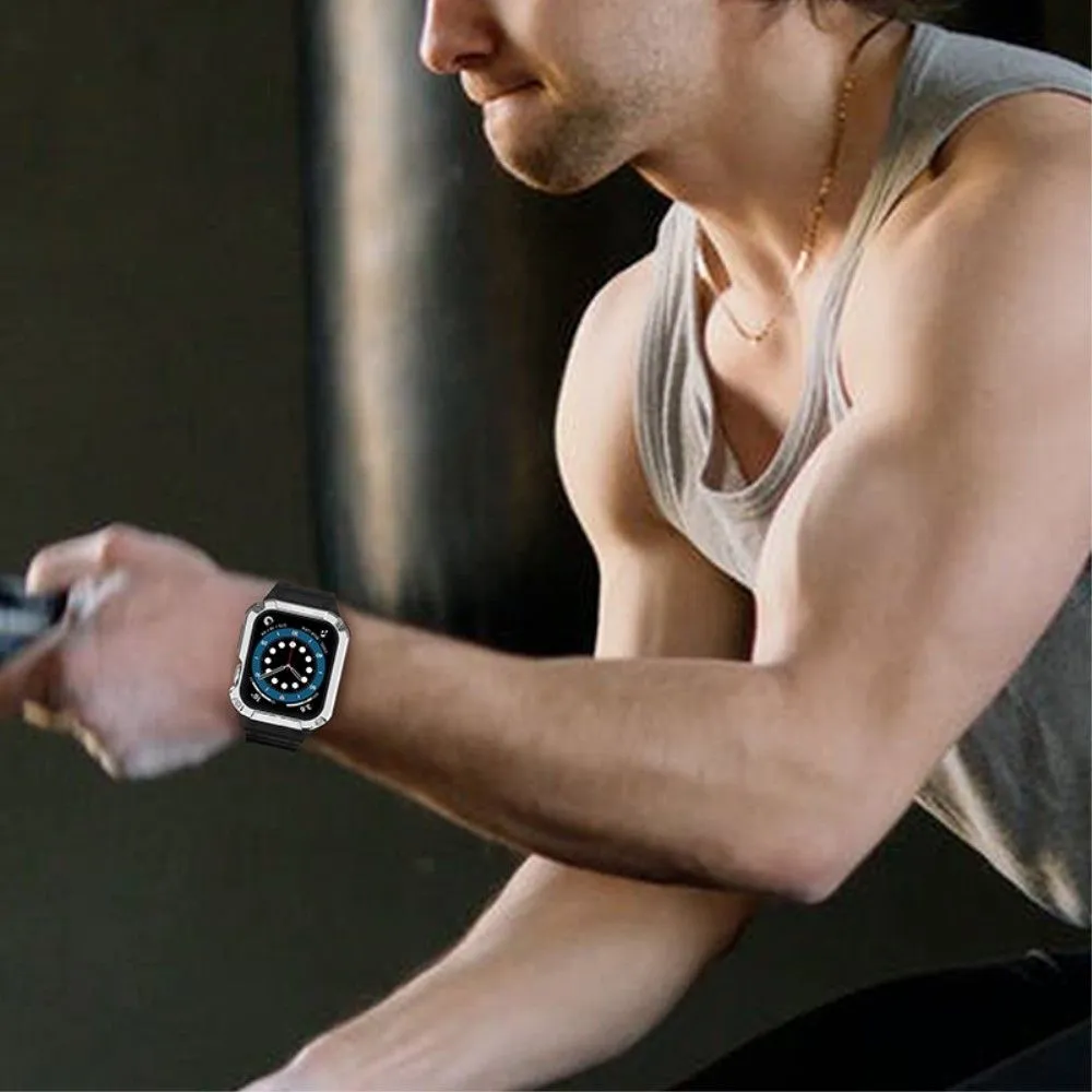 Apple Watch (41mm) contrast color TPU watch strap - Black / Silver