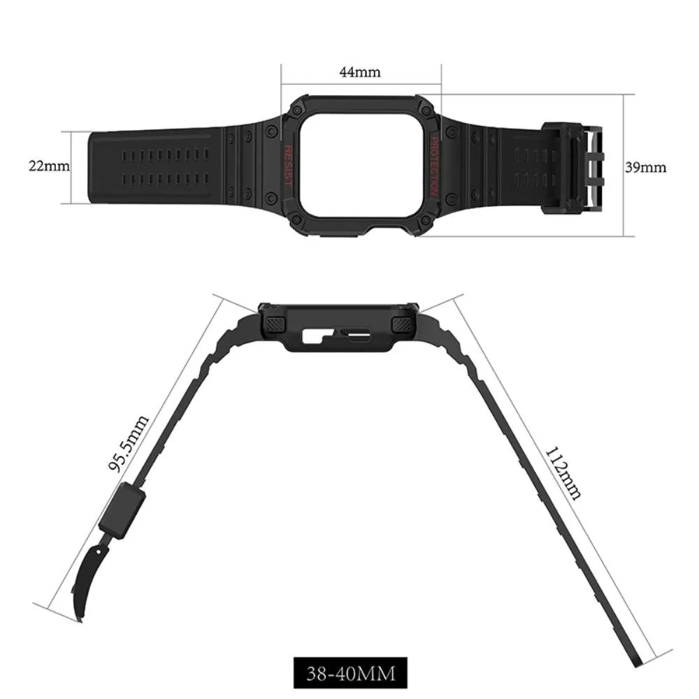 Apple Watch (41mm) contrast color TPU watch strap - Black / Silver