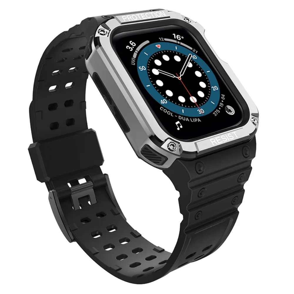 Apple Watch (41mm) contrast color TPU watch strap - Black / Silver