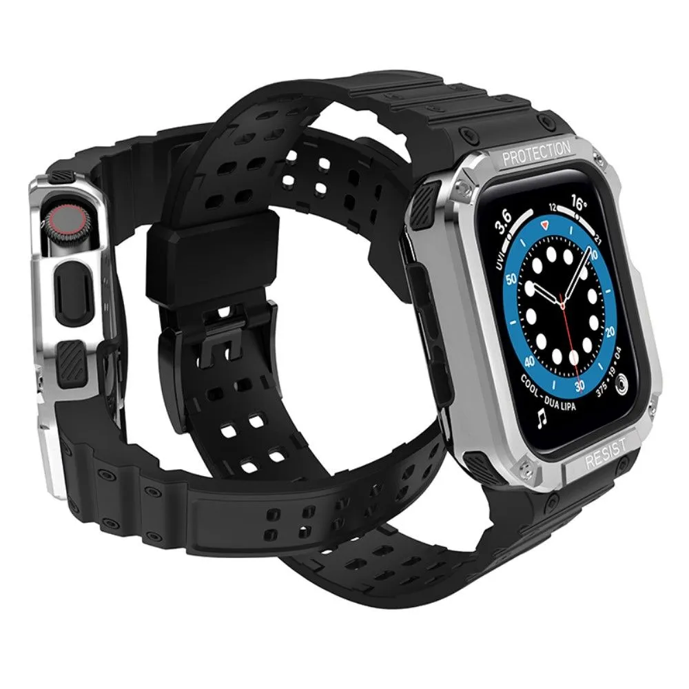 Apple Watch (41mm) contrast color TPU watch strap - Black / Silver
