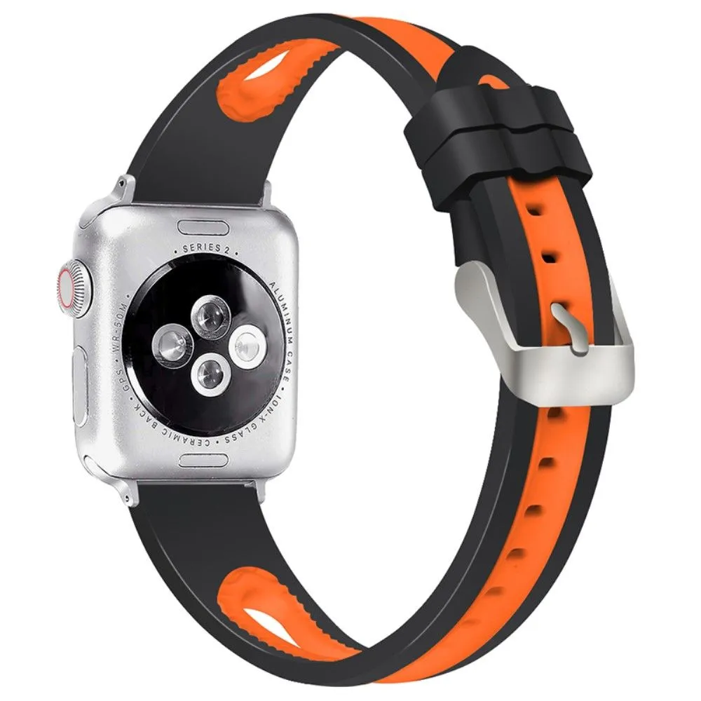 Apple Watch (41mm) sports bi-color silicone watch strap - Black / Orange