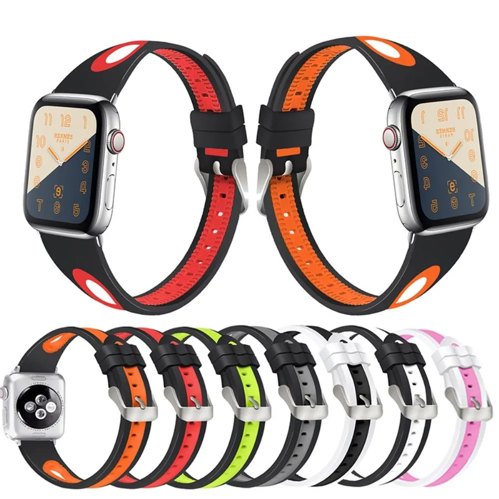 Apple Watch (41mm) sports bi-color silicone watch strap - Black / Orange