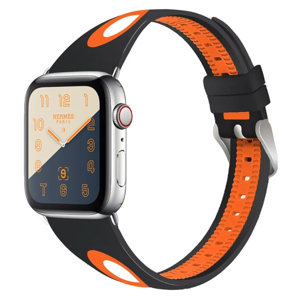 Apple Watch (41mm) sports bi-color silicone watch strap - Black / Orange