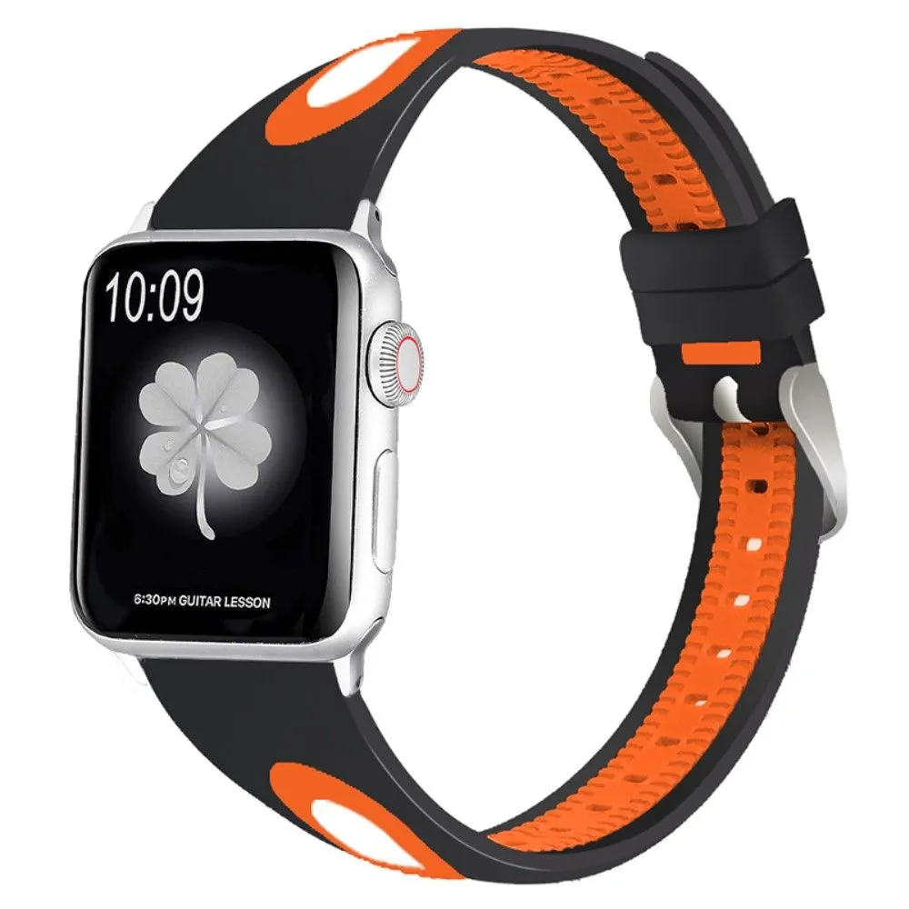 Apple Watch (41mm) sports bi-color silicone watch strap - Black / Orange