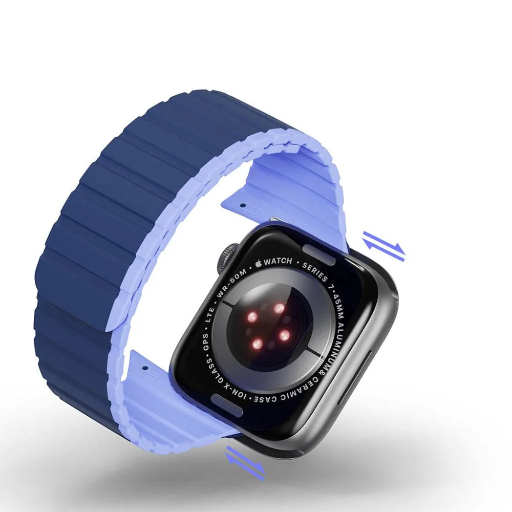 Apple Watch (42/44/SE/45/46/49mm) Dux Ducis LD-Series Magnetisk Silikone Rem - Blå