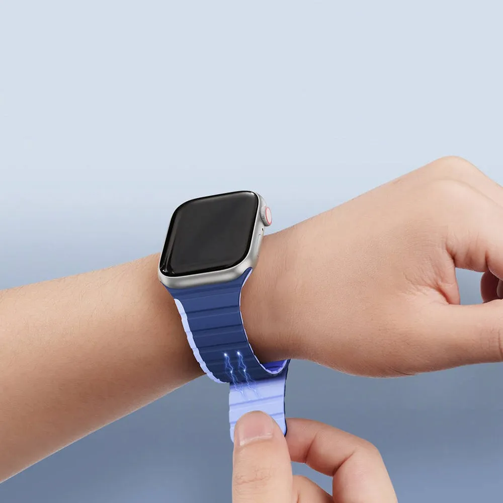 Apple Watch (42/44/SE/45/46/49mm) Dux Ducis LD-Series Magnetisk Silikone Rem - Blå