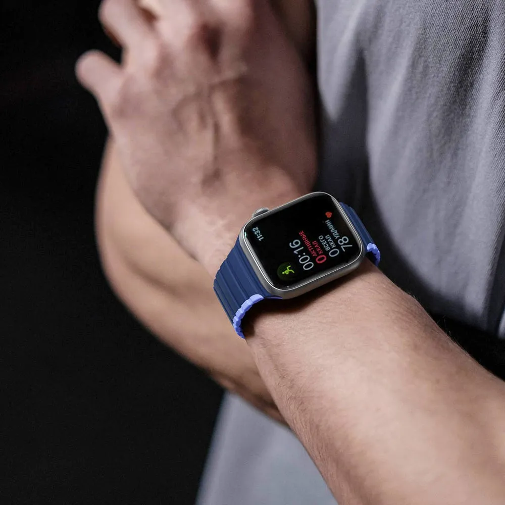 Apple Watch (42/44/SE/45/46/49mm) Dux Ducis LD-Series Magnetisk Silikone Rem - Blå