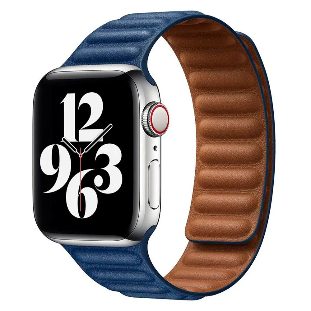 Apple Watch (42/44/SE/45/46/49mm) Lippa Magnetisk Læder Rem - Blå