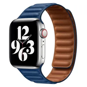 Apple Watch (42/44/SE/45/46/49mm) Lippa Magnetisk Læder Rem - Blå