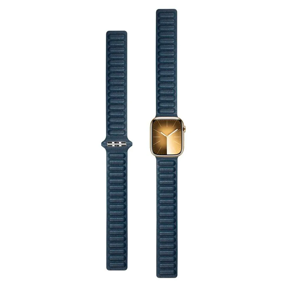 Apple Watch (42/44/SE/45/46/49mm) Lippa Magnetisk Læder Rem - Blå
