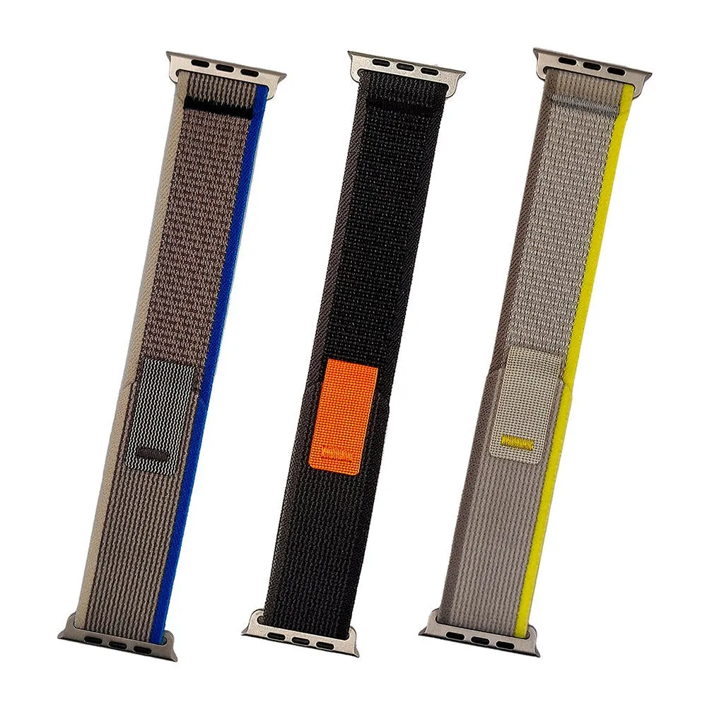 Apple Watch (42/44/SE/45/46/49mm) Velcro Stof Rem - Mørkegrå