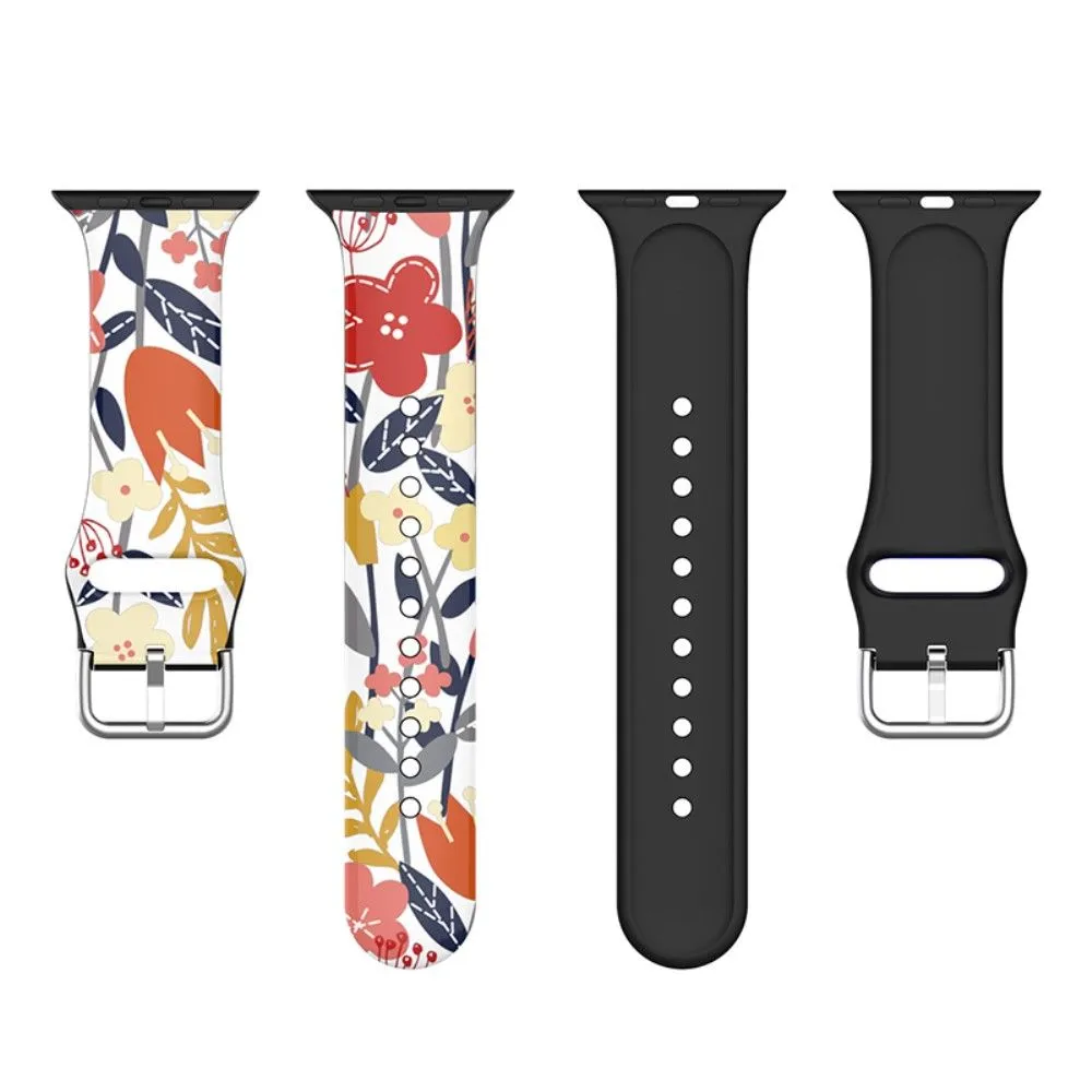 Apple Watch (45mm) multi-color silicone watch strap - Flower