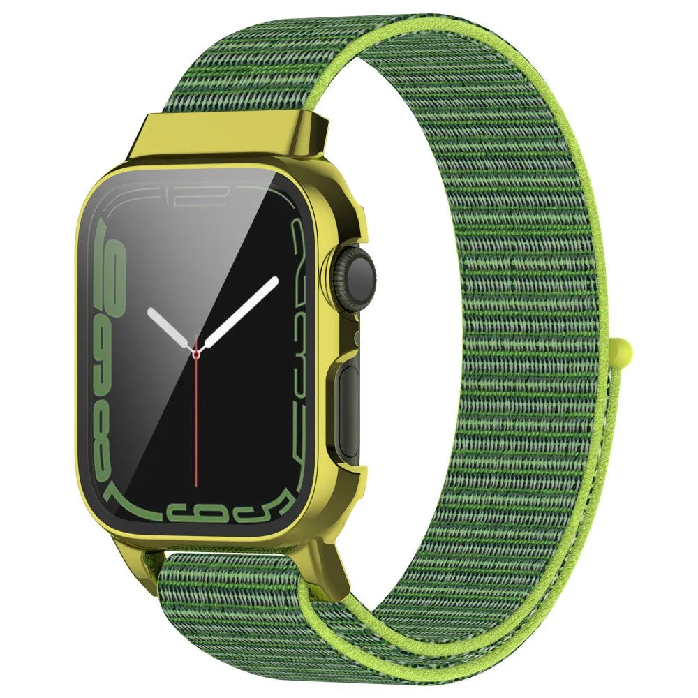 Apple Watch (45mm) nylon watch strap   tempered glass - Green / Yellow