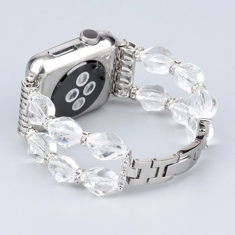 Apple Watch (45mm) rhombus shaped crystal watch strap - Transparent