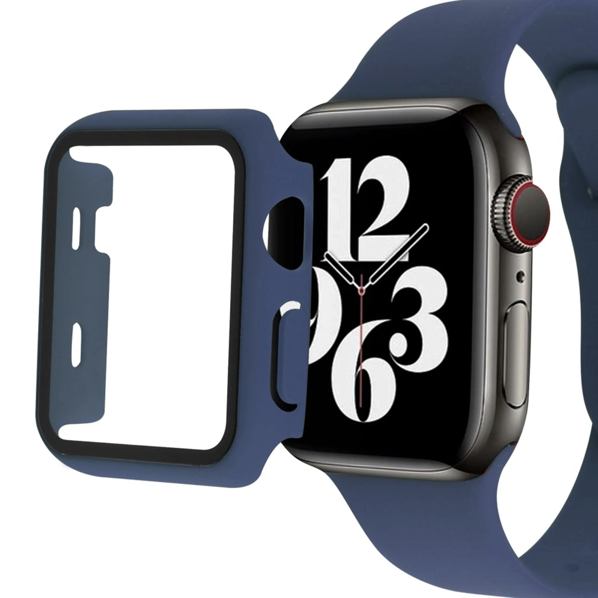 Apple Watch (45mm) silicone watch strap   tempered glass cover - Blue