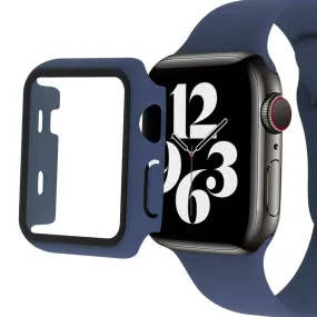 Apple Watch (45mm) silicone watch strap   tempered glass cover - Blue