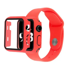 Apple Watch Series 6 / 5 40mm cover with tempered glass   watch band - Red