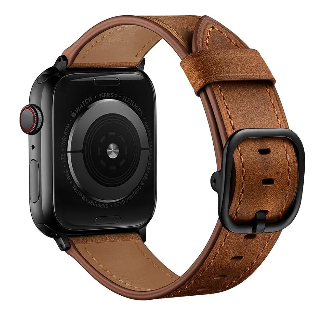 Apple Watch Series 6 / 5 40mm genuine leather watch band - Dark Brown