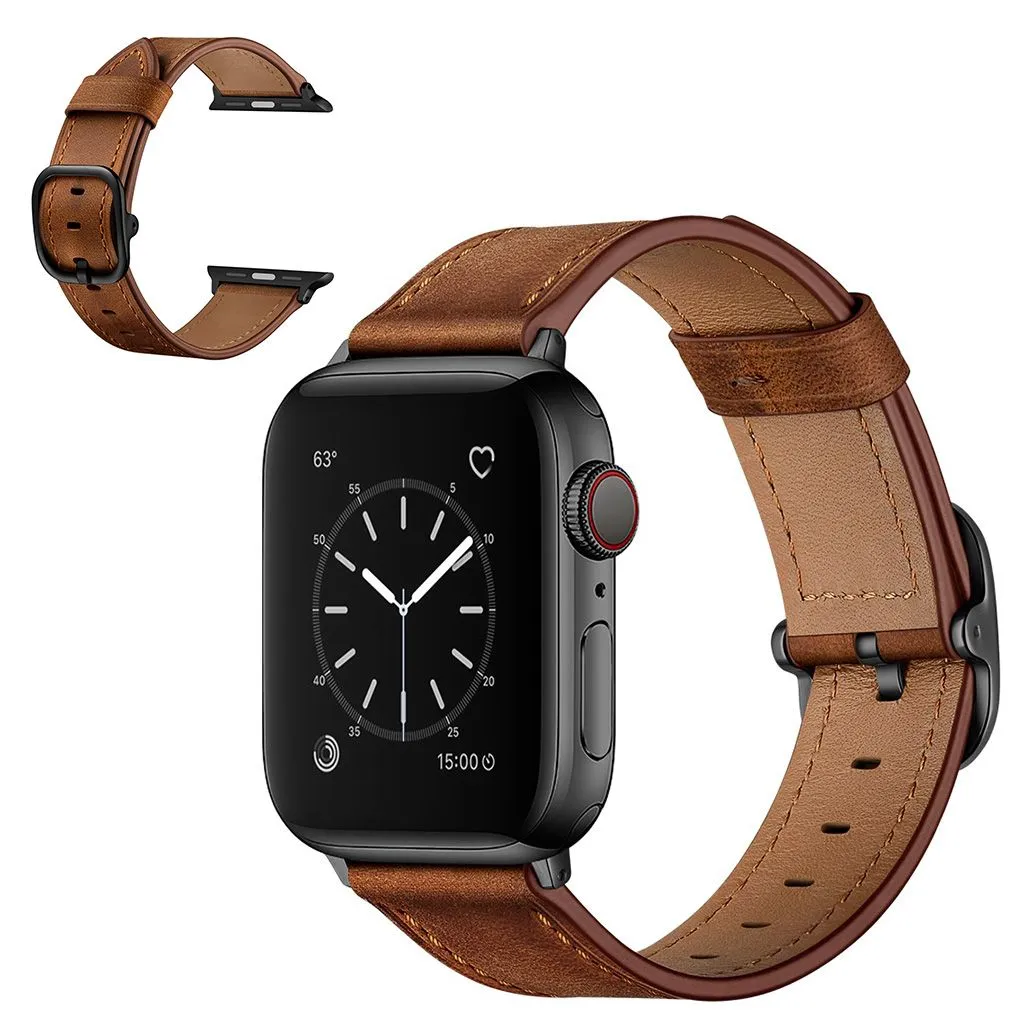 Apple Watch Series 6 / 5 40mm genuine leather watch band - Dark Brown