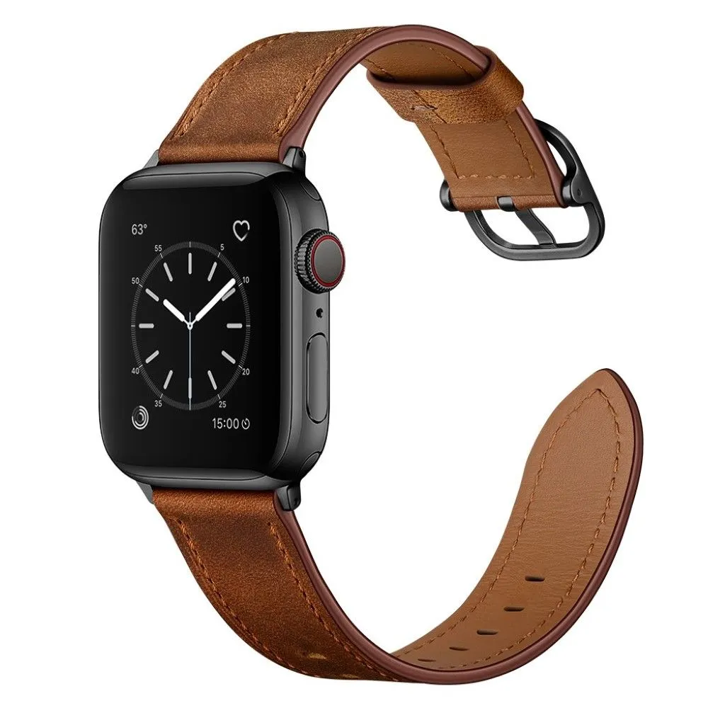 Apple Watch Series 6 / 5 40mm genuine leather watch band - Dark Brown