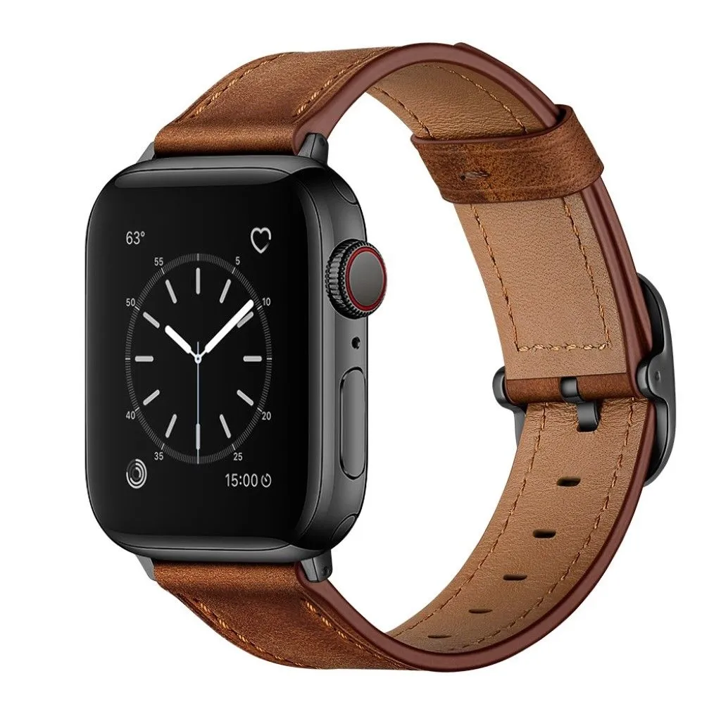 Apple Watch Series 6 / 5 40mm genuine leather watch band - Dark Brown
