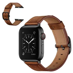 Apple Watch Series 6 / 5 40mm genuine leather watch band - Dark Brown