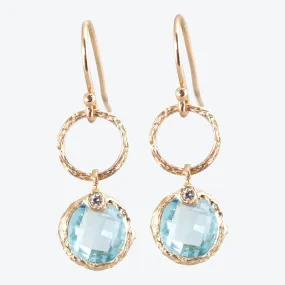 Aquamarine & Diamond Loop Drop Earrings