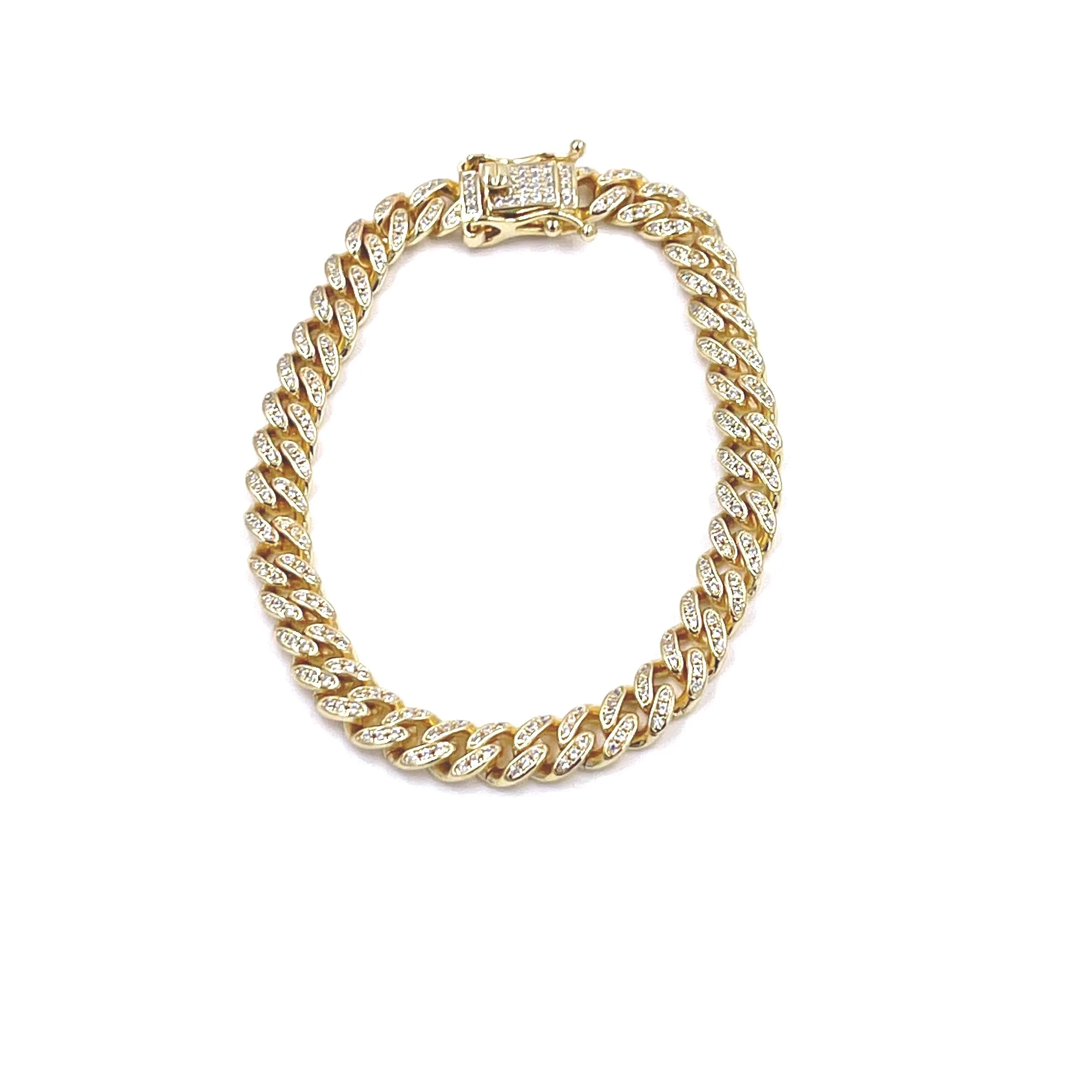 Ashley Gold Sterling Silver CZ Curb Link Tennis Bracelet