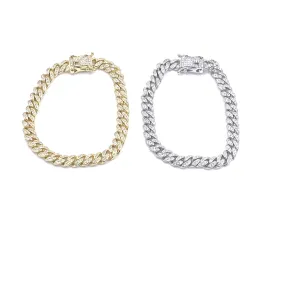 Ashley Gold Sterling Silver CZ Curb Link Tennis Bracelet